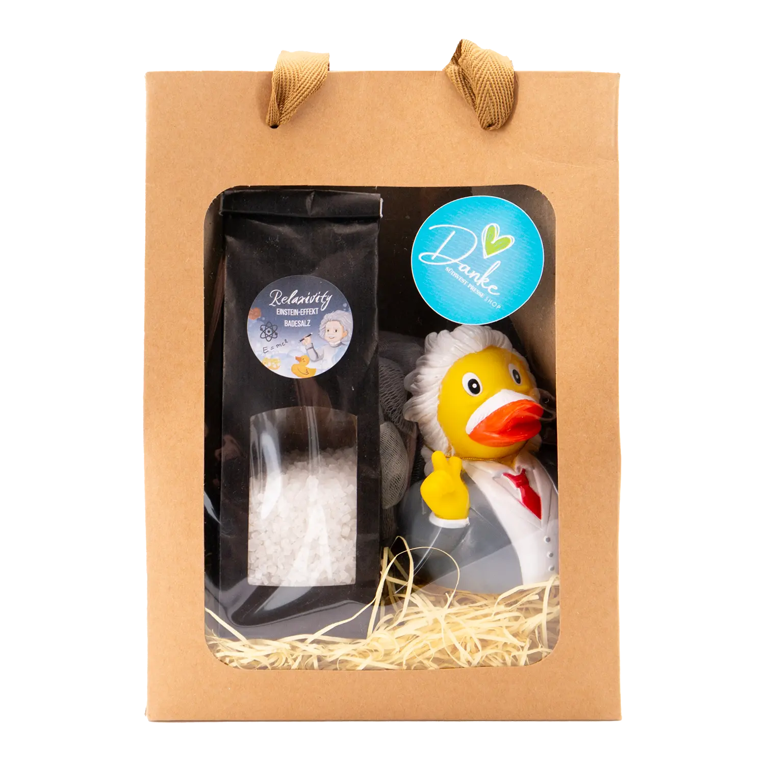 Badeset Geschenk Einstein - perfektes Geschenk für Physik-Fans.