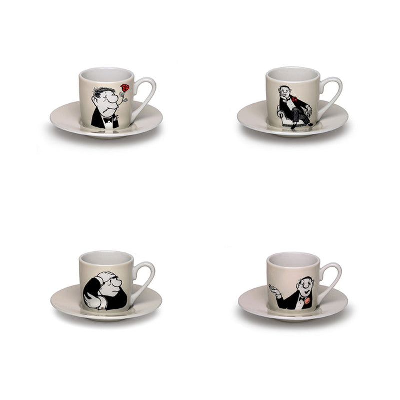 4 Espressostassen mit Künstlermotiven im Set