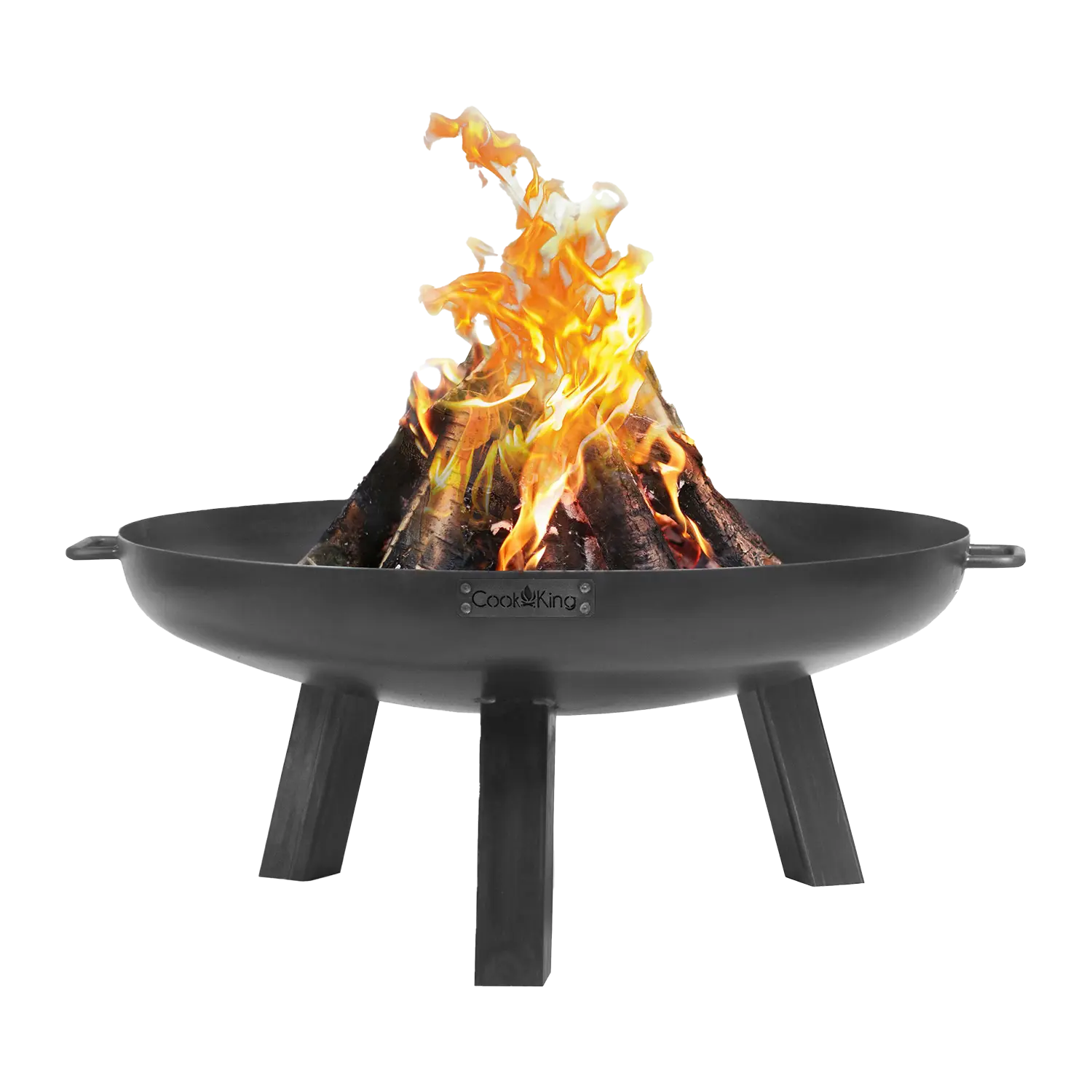 Feuerschale Connecticut mit Griffen - schwarze Feuerstelle, perfekt für gemütliche Abende.