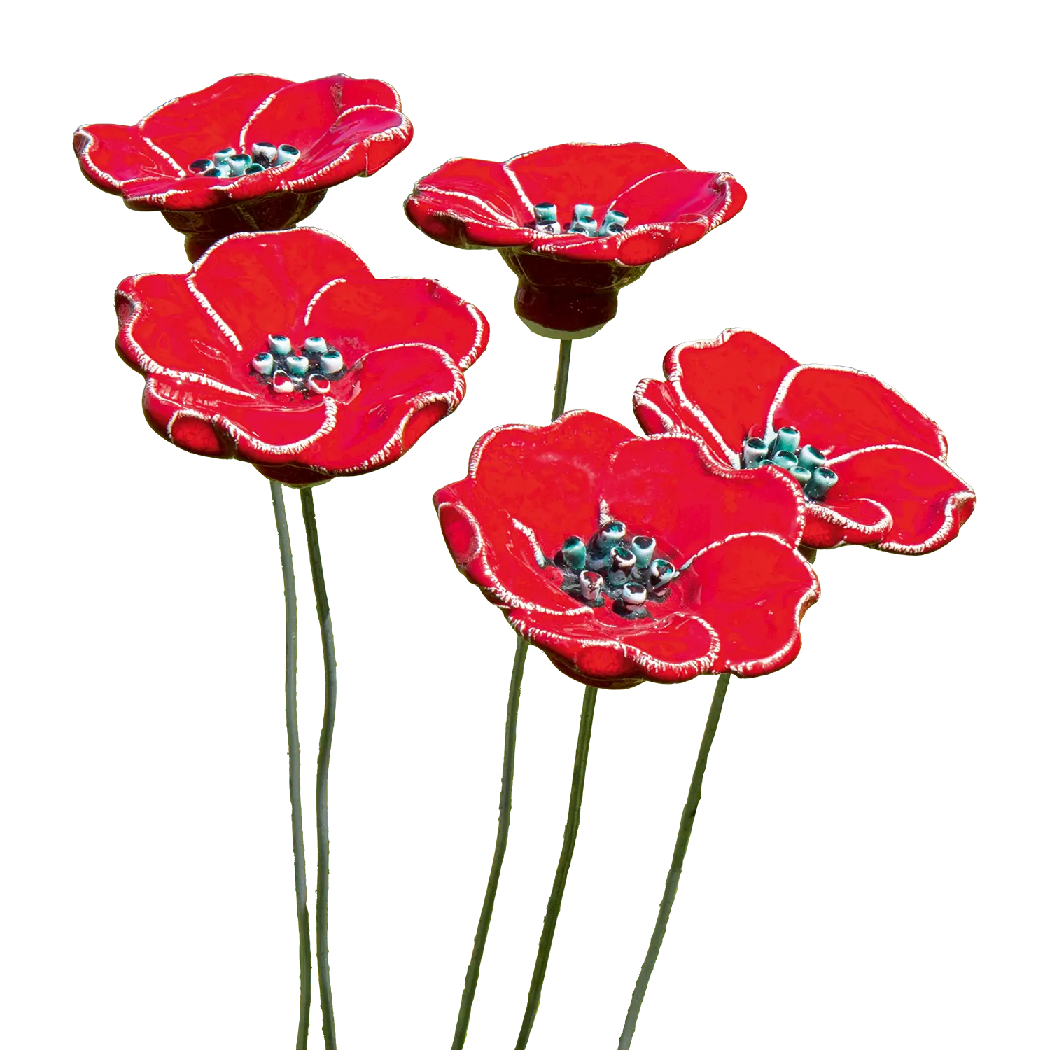 Five Gartenstecker-Blumenset "Rote Blüten", 5-teilig, wetterfest auffällig.