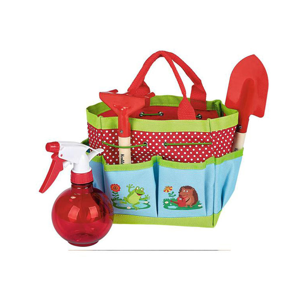 Gartentasche für Kinder mit Schaufel, Harke und Sprühflasche