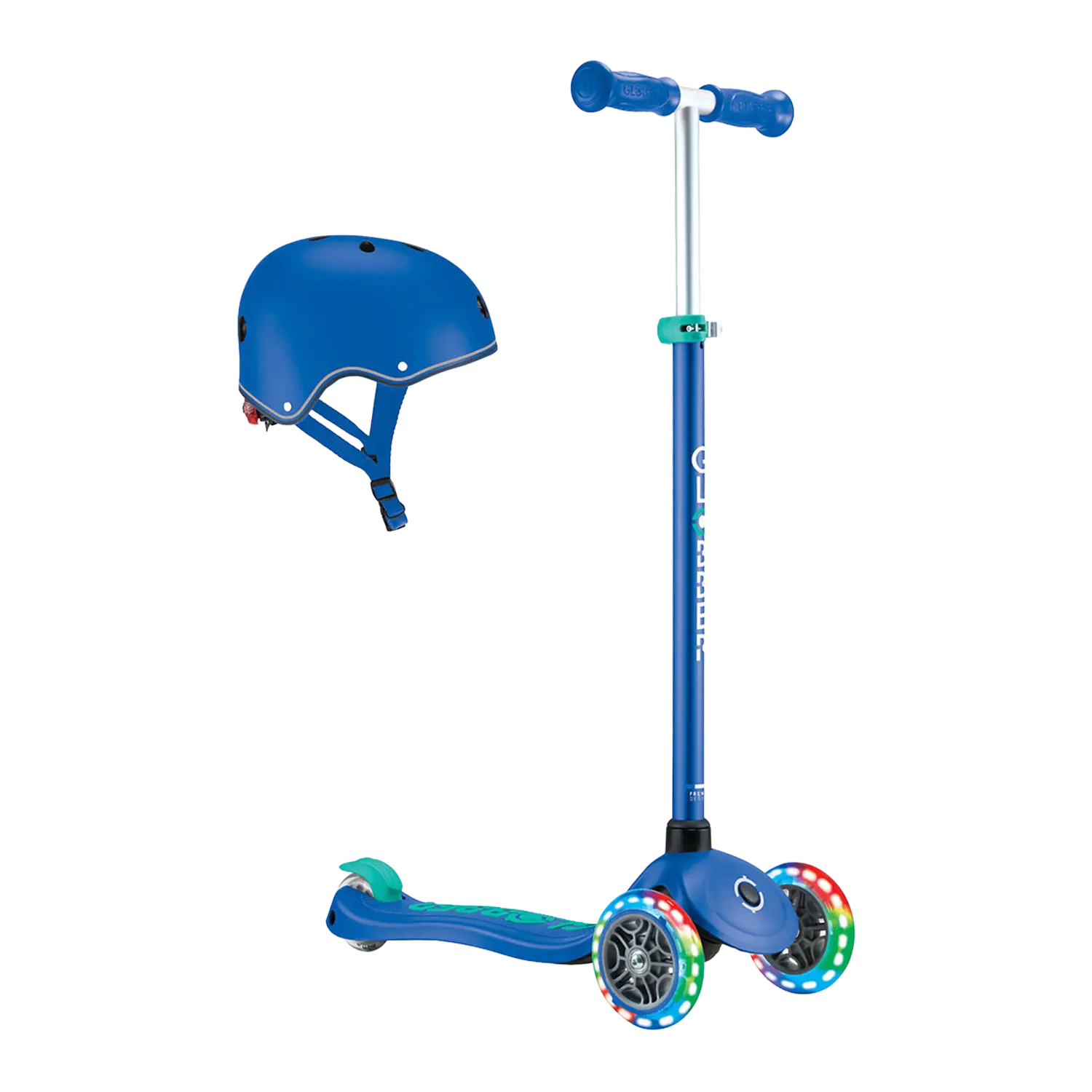 Globber Roller ab 3 Jahre in Blau mit passendem Helm