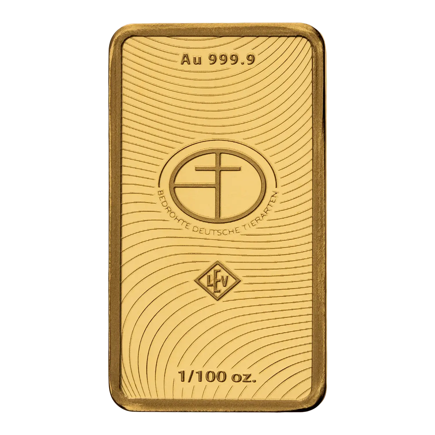 Ein rechteckiger Goldbarren Bedrohte Tierarten Würfelnatter Goldbarren mit einem Logo.