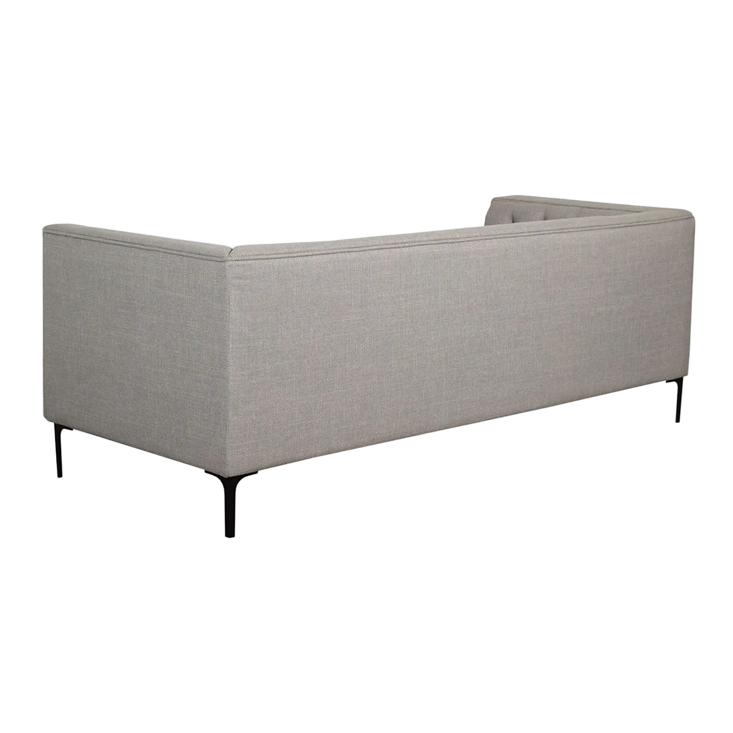 Das Lounge Sofa Troia ist ein modernes hellgraues Sofa mit schwarzen Metallbeinen.