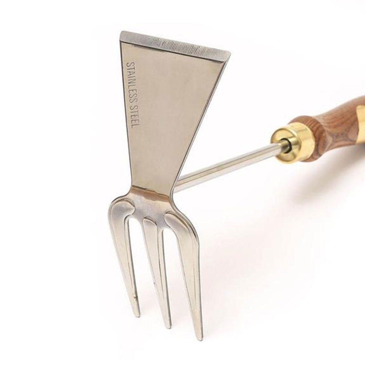 Gartengeschenkset "Klassik": Edelstahlwerkzeug mit 3 Zinken und flacher Klinge.