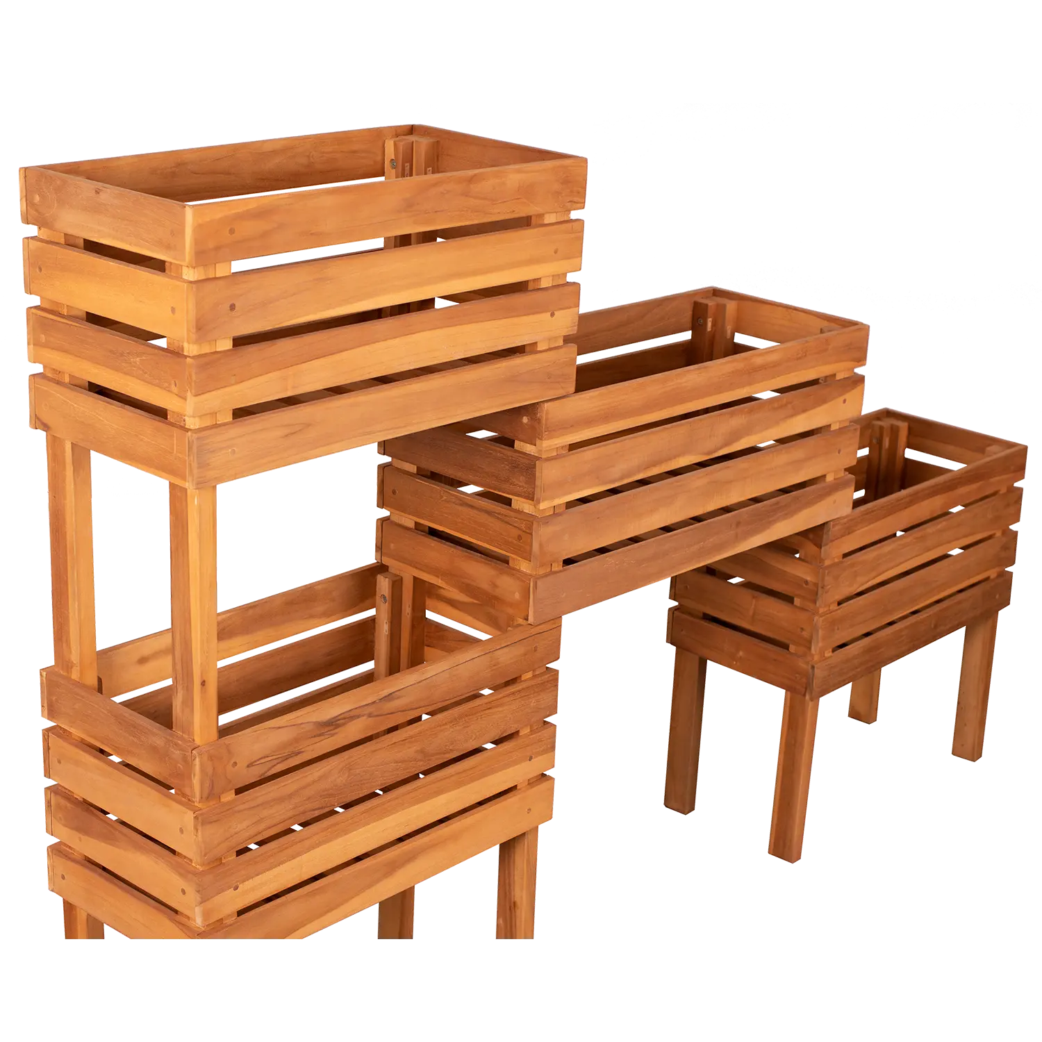 Vierstöckiger Balkon Hochbeet Dundee Pflanzkübel, hergestellt aus Teakholz.