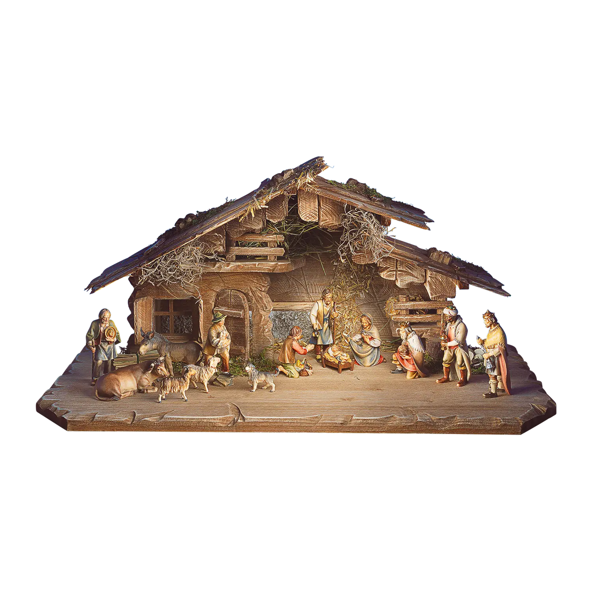 Holz Krippe für Weihnachten - handgeschnitzt und bemalt