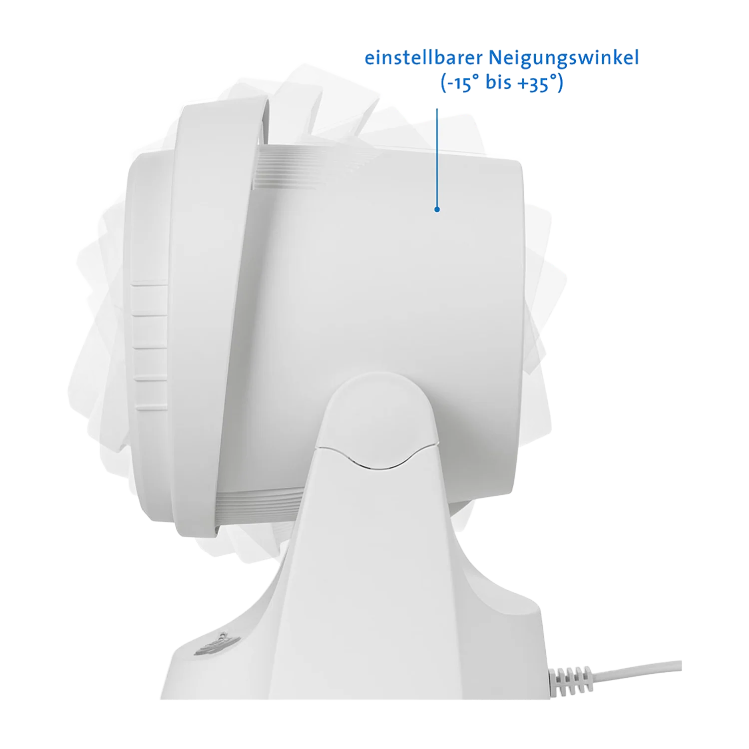 Infrarotlampe mit Timer mit verstellbarem Neigungswinkel von -15° bis +35°.