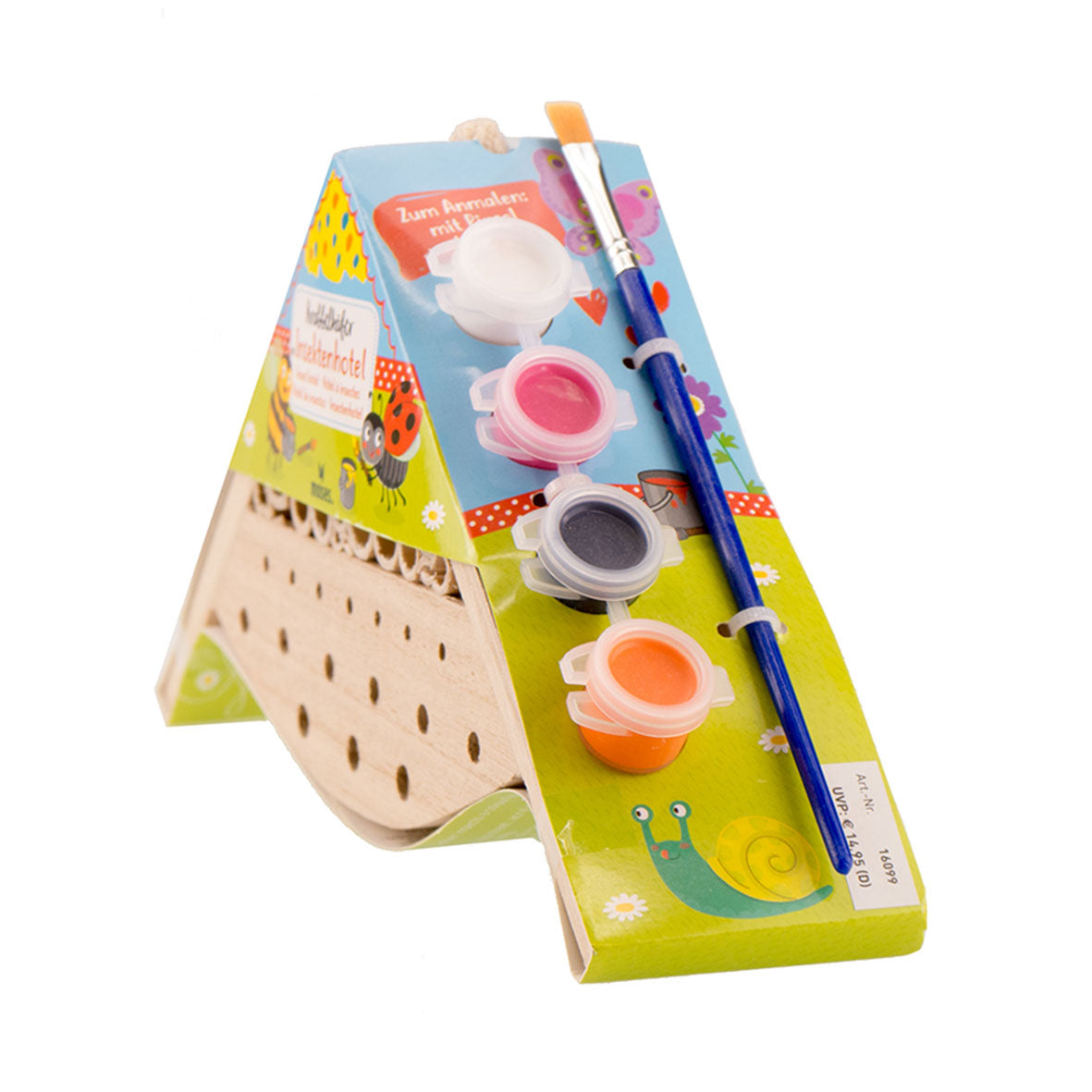 Das Bastelset Insektenhotel wird mit verschiedenen Farben geliefert.