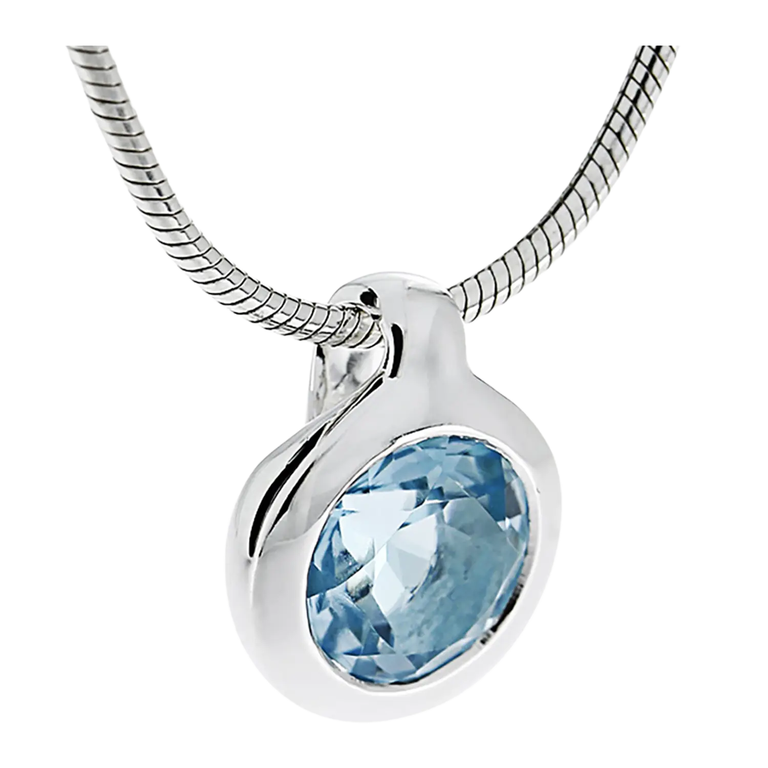 Kettenanhänger Silber mit Sky Blue Topas in flexbox Layout präsentiert.