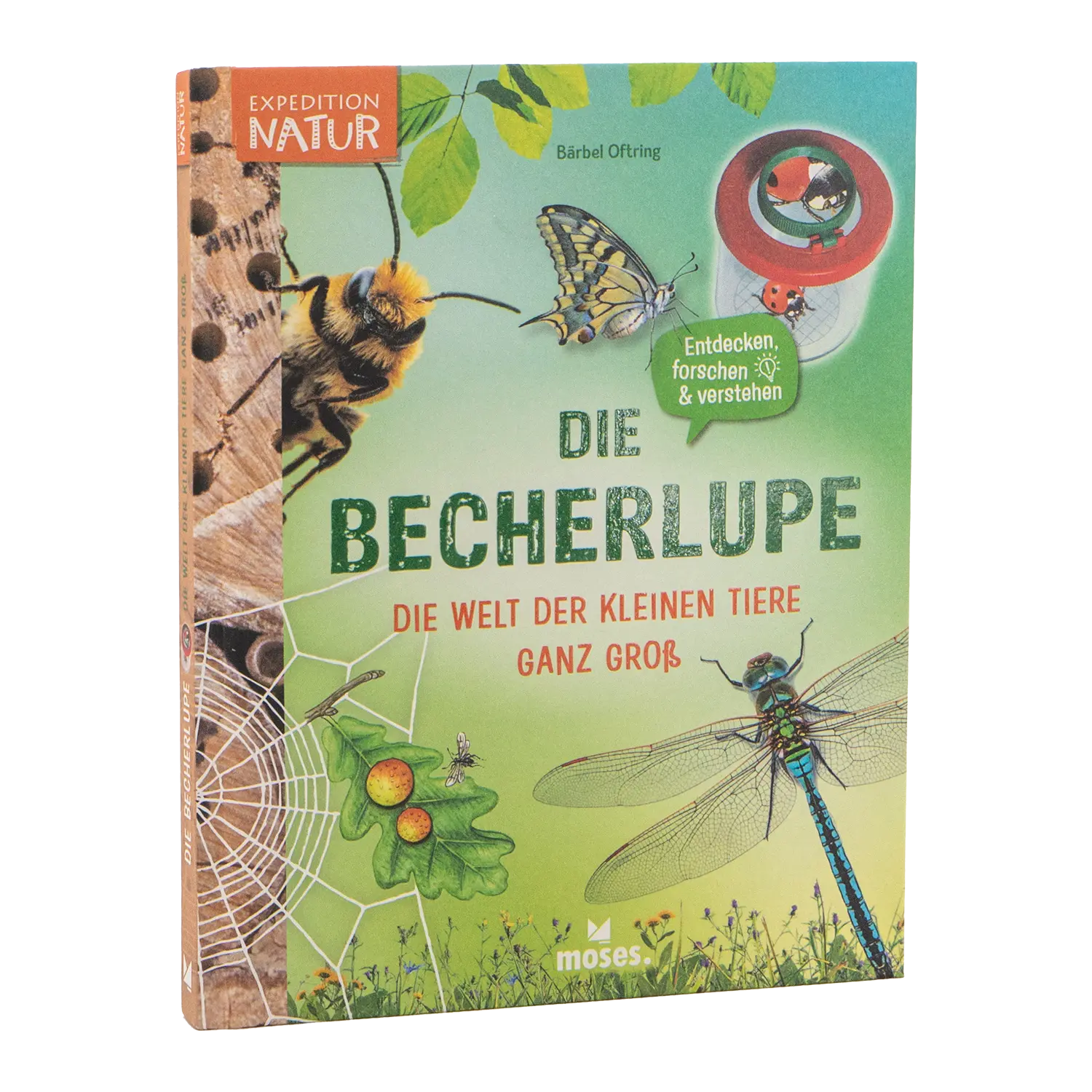 Deutscher Bucheinband mit Insekten und Die Becherlupe für Natur entdecken.