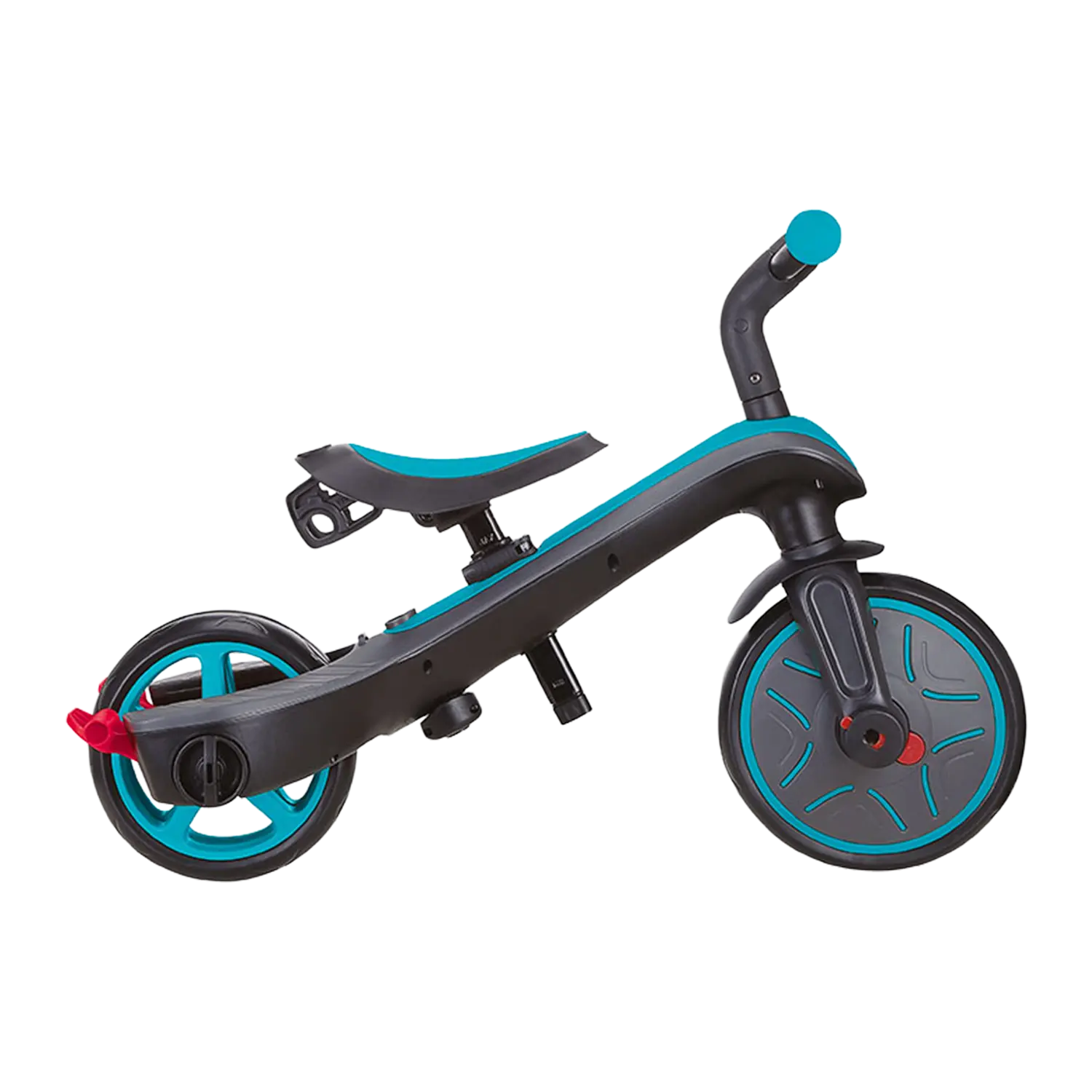 Globber Kinderfahrzeug 4 in 1: schwarzes und blaues pedalfreies Balance-Bike.