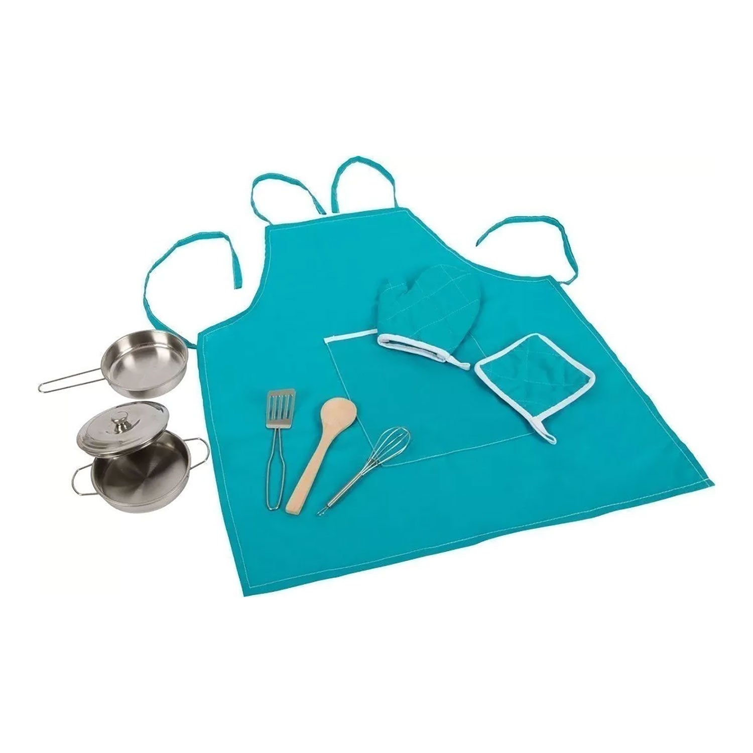 Ein Kinderkochset mit Schürze.