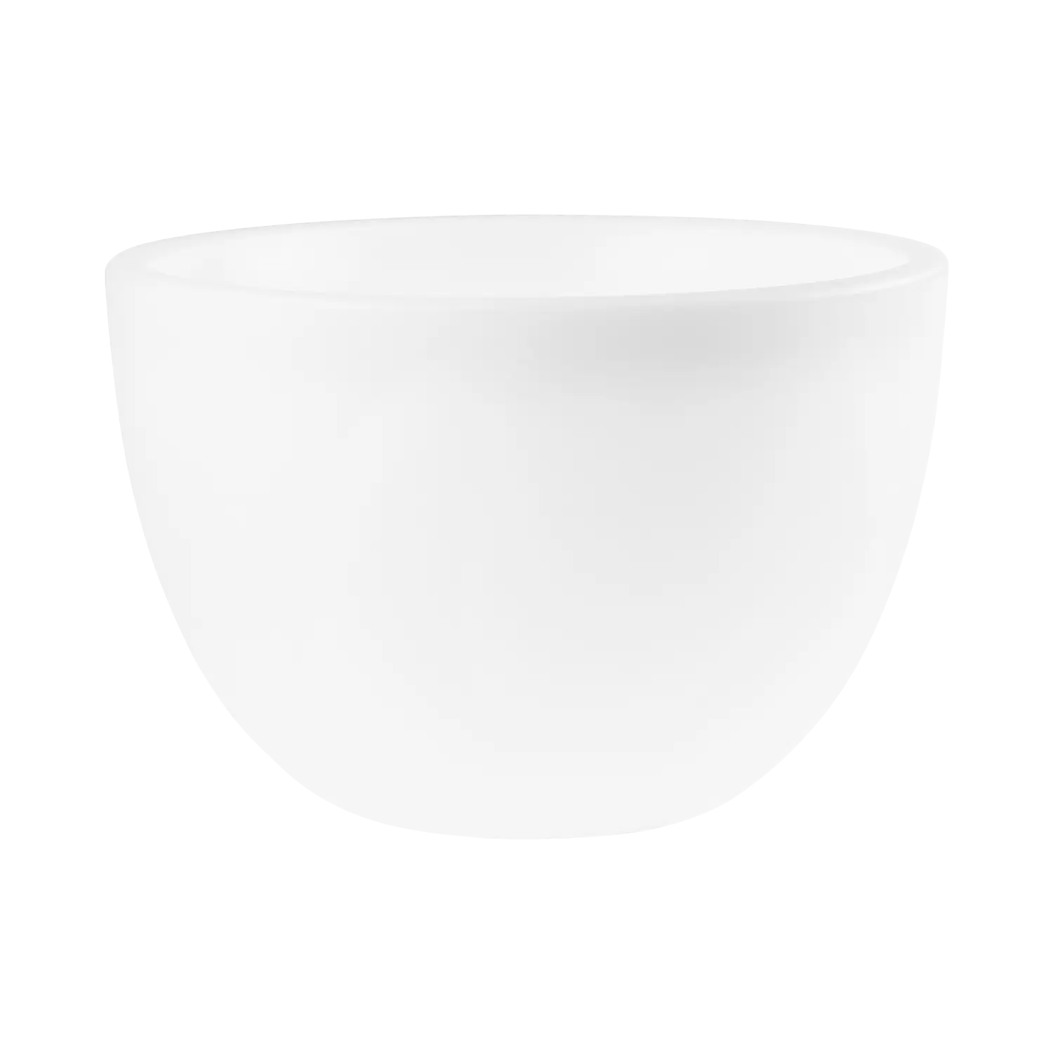 Ein einfacher weißer Beleuchteter Blumentopf auf weißem Hintergrund.