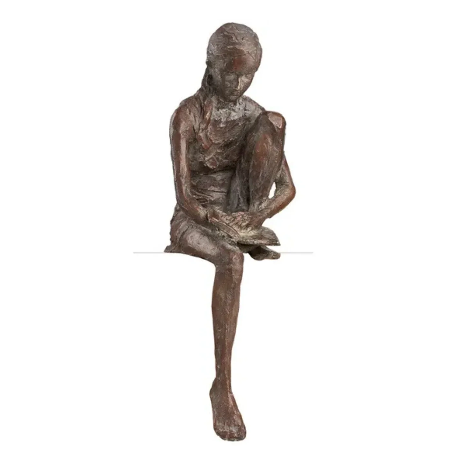 Bronzeskulptur "Lesende" mit Eichensockel, limitierte Auflage.