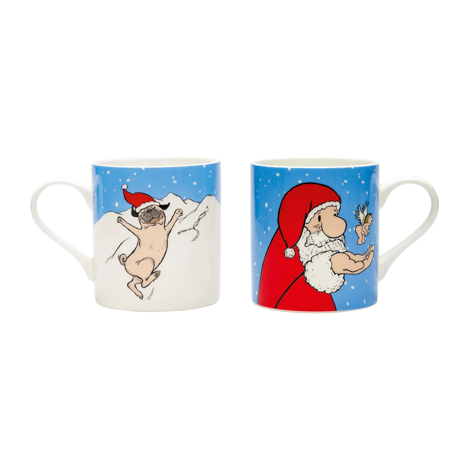 Ars mundi Set: 2 Becher "Weihnachtsmops Weihnachtsmann" aus Bone China