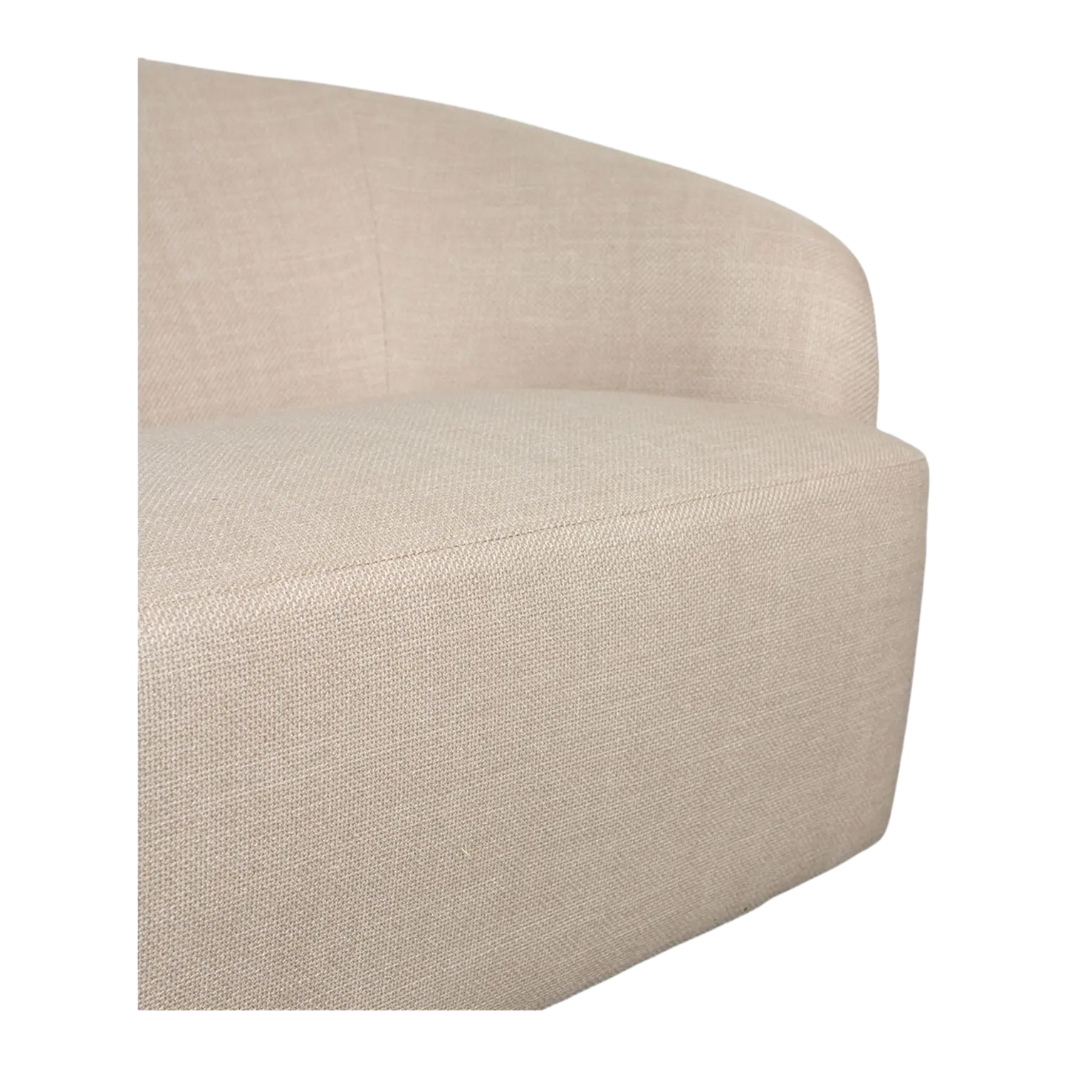 Nahaufnahme von Loungeset Loconia Fermo mit beigefarbener Strukturpolsterung und geschwungener Rückenlehne.