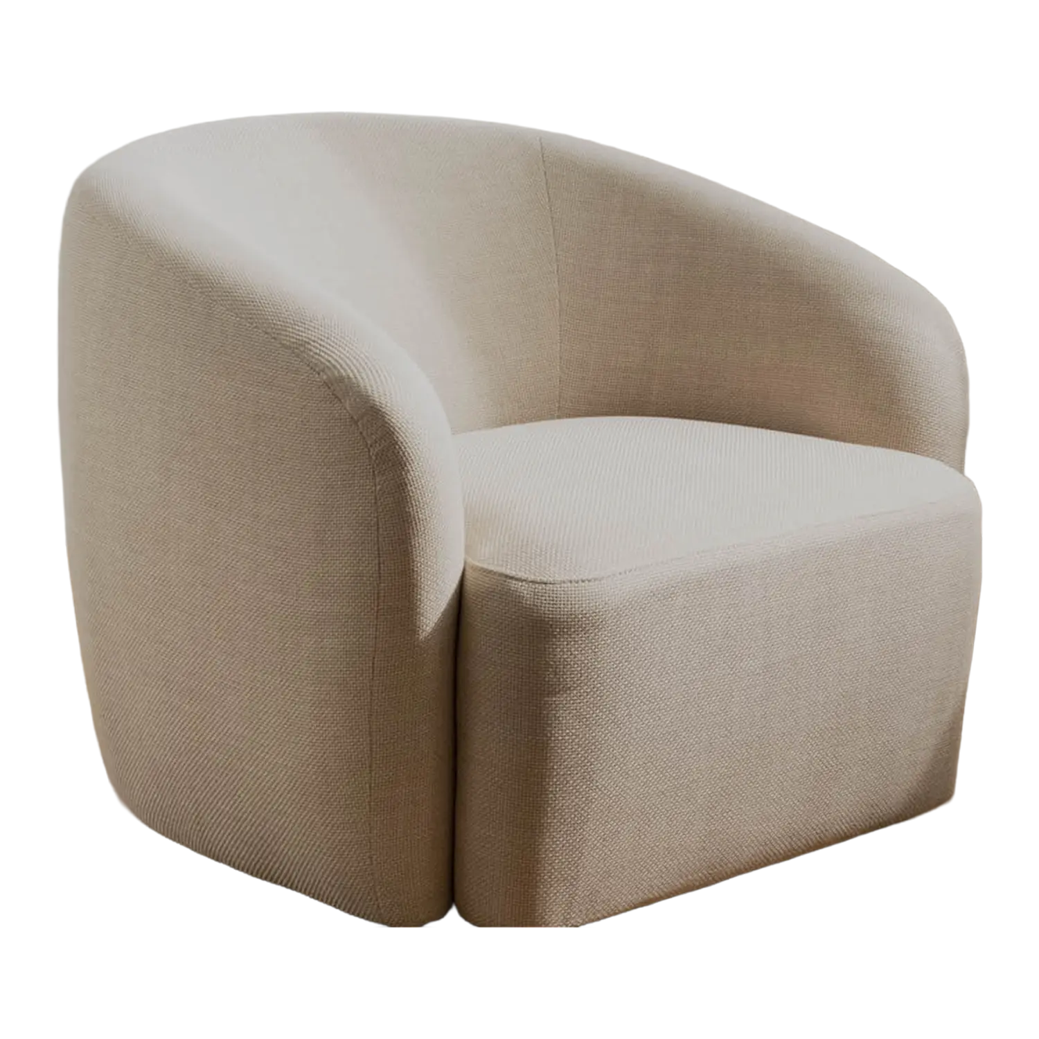 Das Loungeset Loconia Fermo ist ein moderner beiger Sessel mit geschwungenen Details.