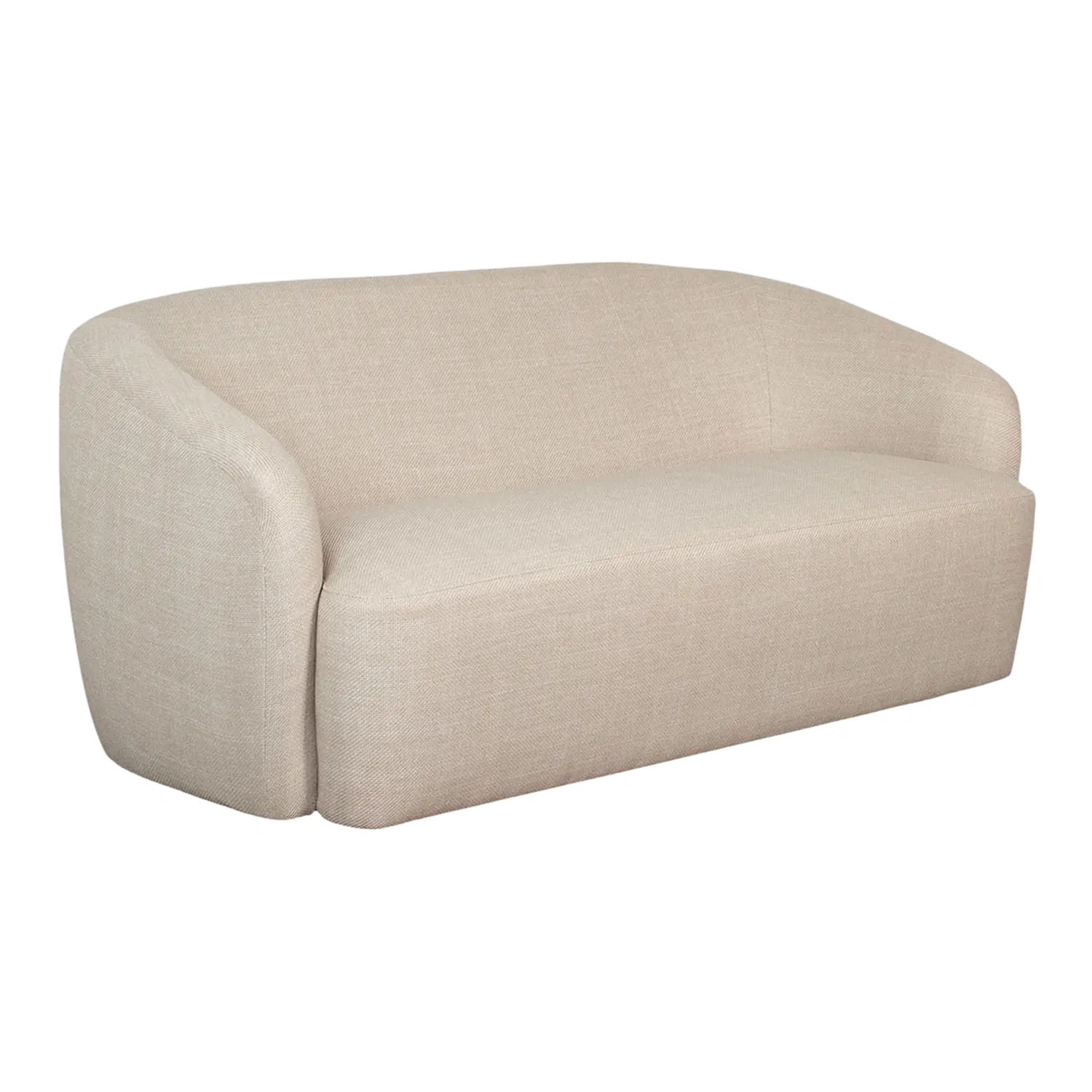 Loungeset Loconia Fermo: modernes beigefarbenes geschwungenes Sofa mit versteckten Beinen.