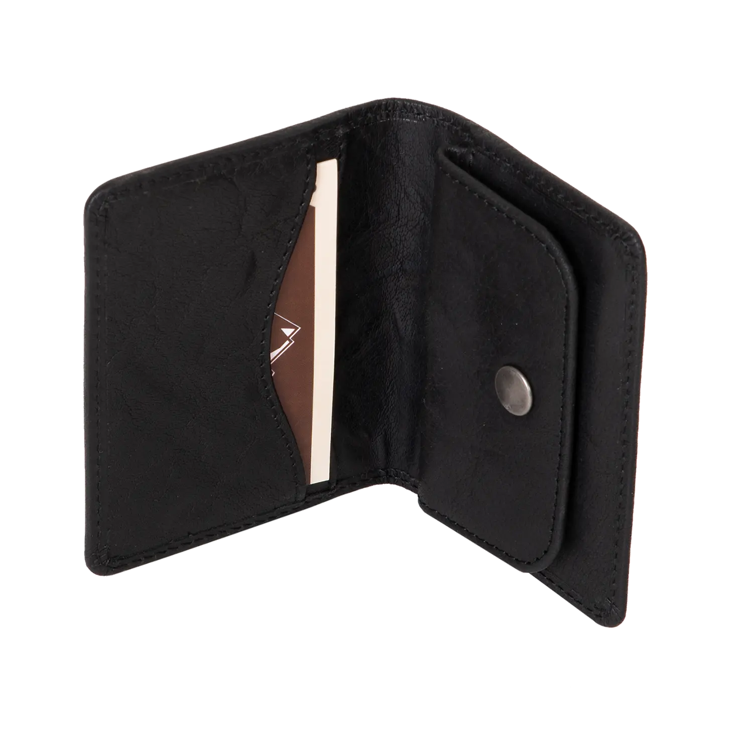 Schwarzer Geldbeutel MONETEN, Kartenschlitz, Druckknopftasche.