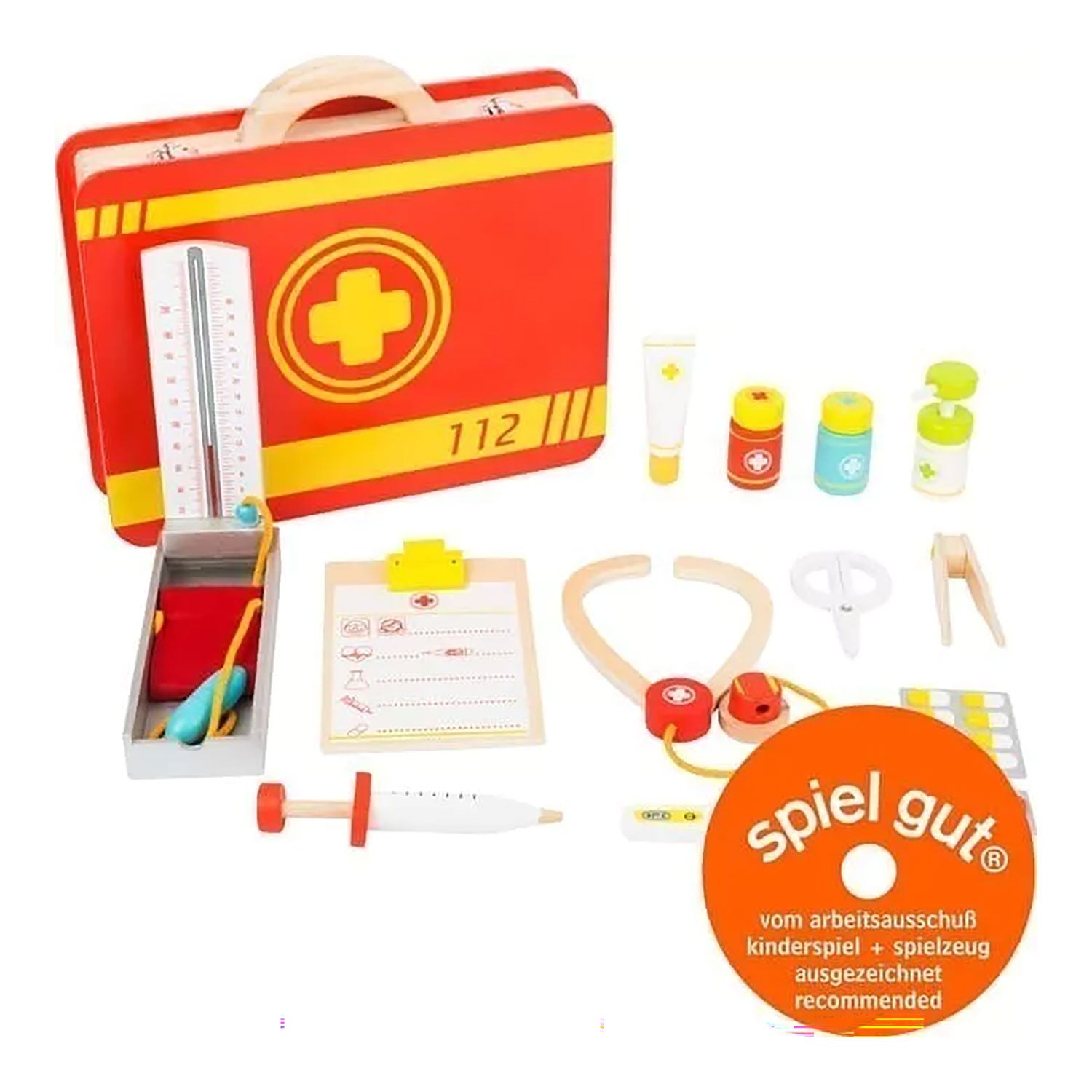 Kinder Arztkoffer aus Holz-mit rotem Koffer, spiel gut ausgezeichnet.