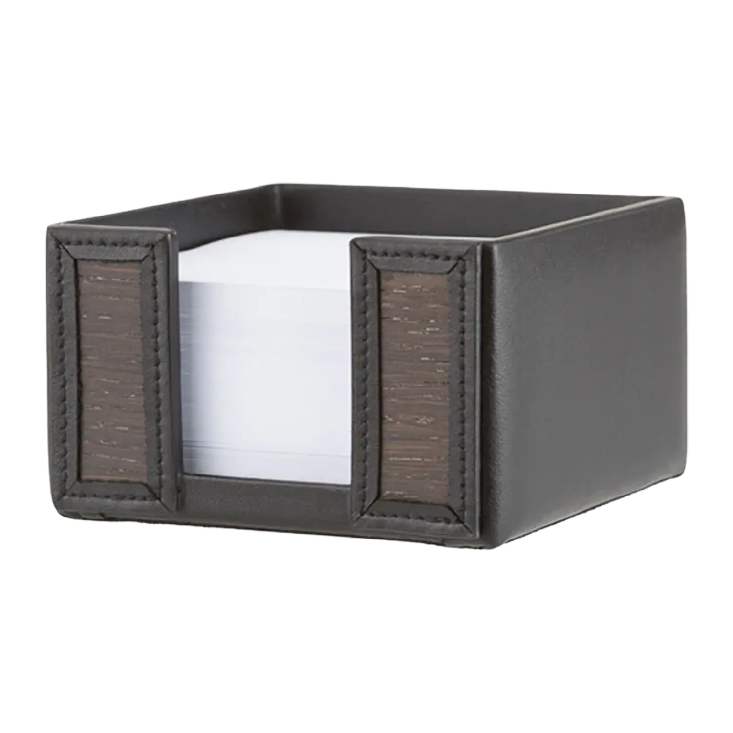 Notizzettelspender aus Räuchereiche Rindleder, inspiriert von Handwerkskunst.