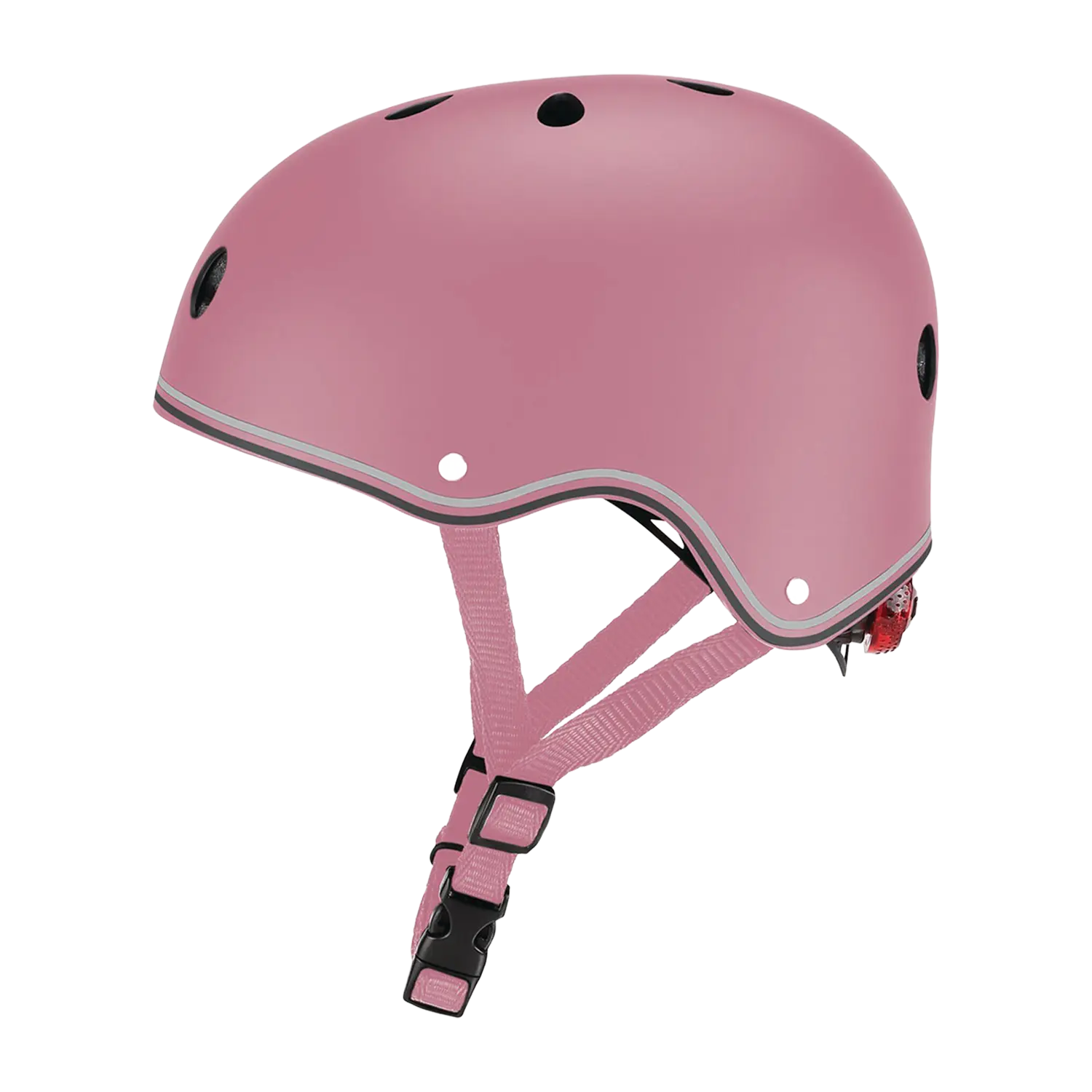 Globber Kinderscooter mit Helm: rosa Helm mit stylischen Lüftungsschlitzen und Kinnriemen.