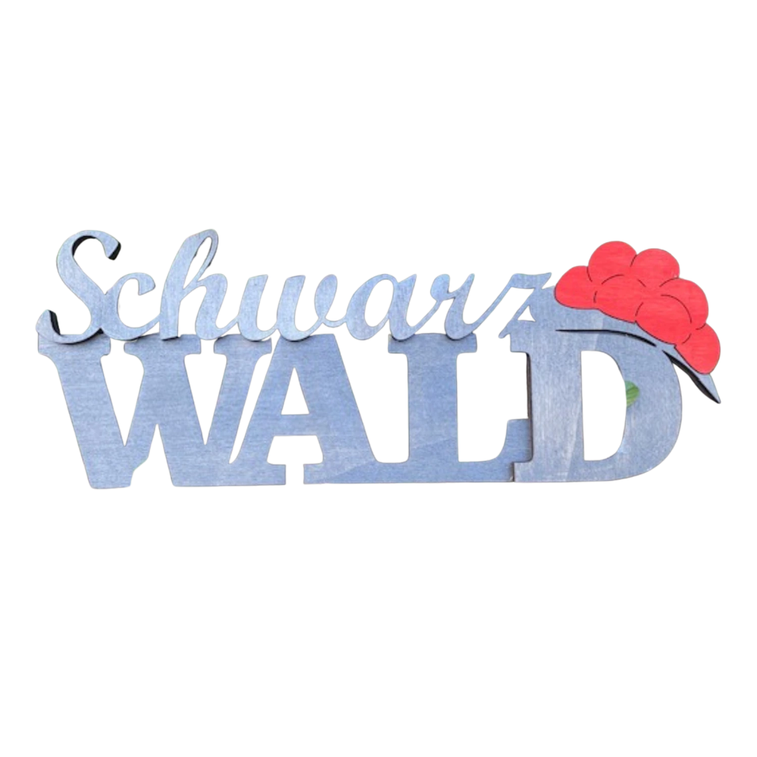 Schwarzwald Schriftzug Schild mit roter Bommelmütze, Wanddekoration.