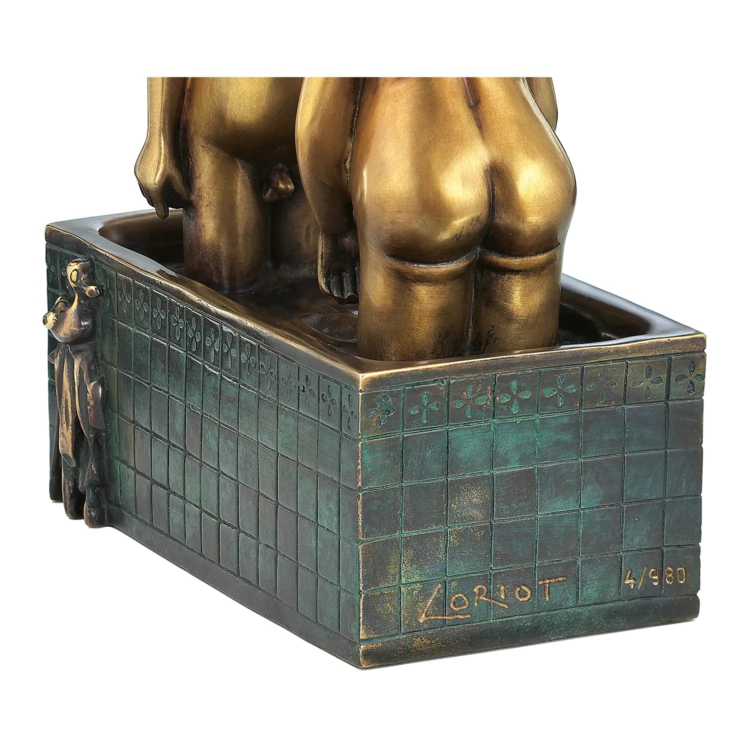 Bronze-Skulptur "Herren im Bad": Zwei Figuren im flexbox-ähnlichen Layout.