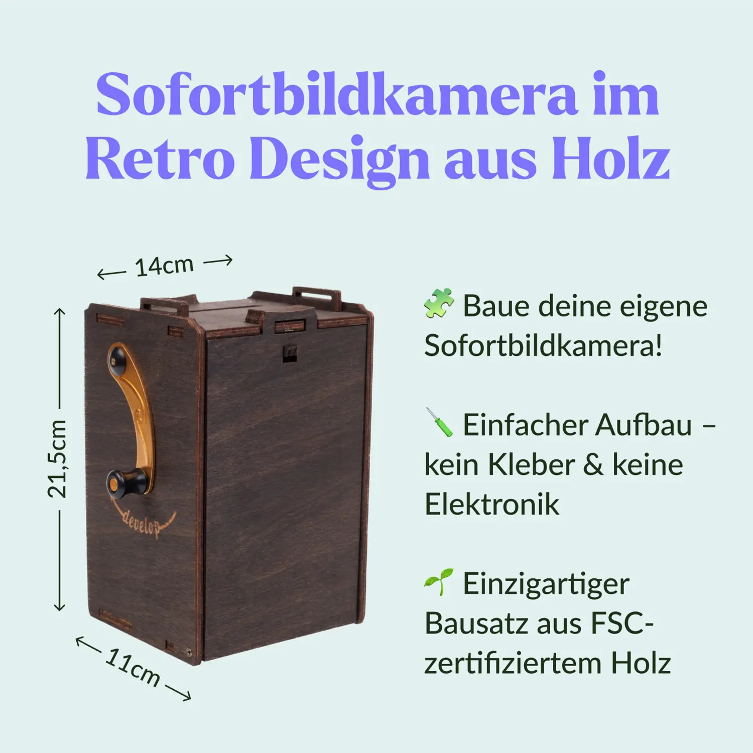 3D-Holzpuzzle Sofortbildkamera Bausatz inkl.. Fujifilm Instax.