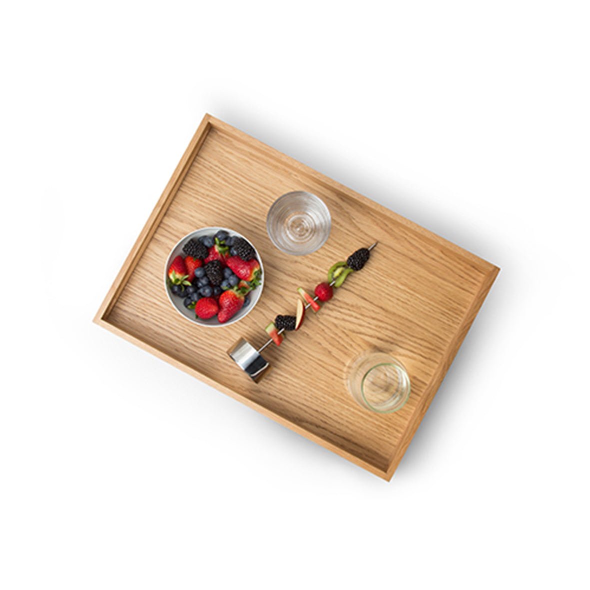 Ein Tablett aus Holz - (Eichenholz, groß)  mit Deko 