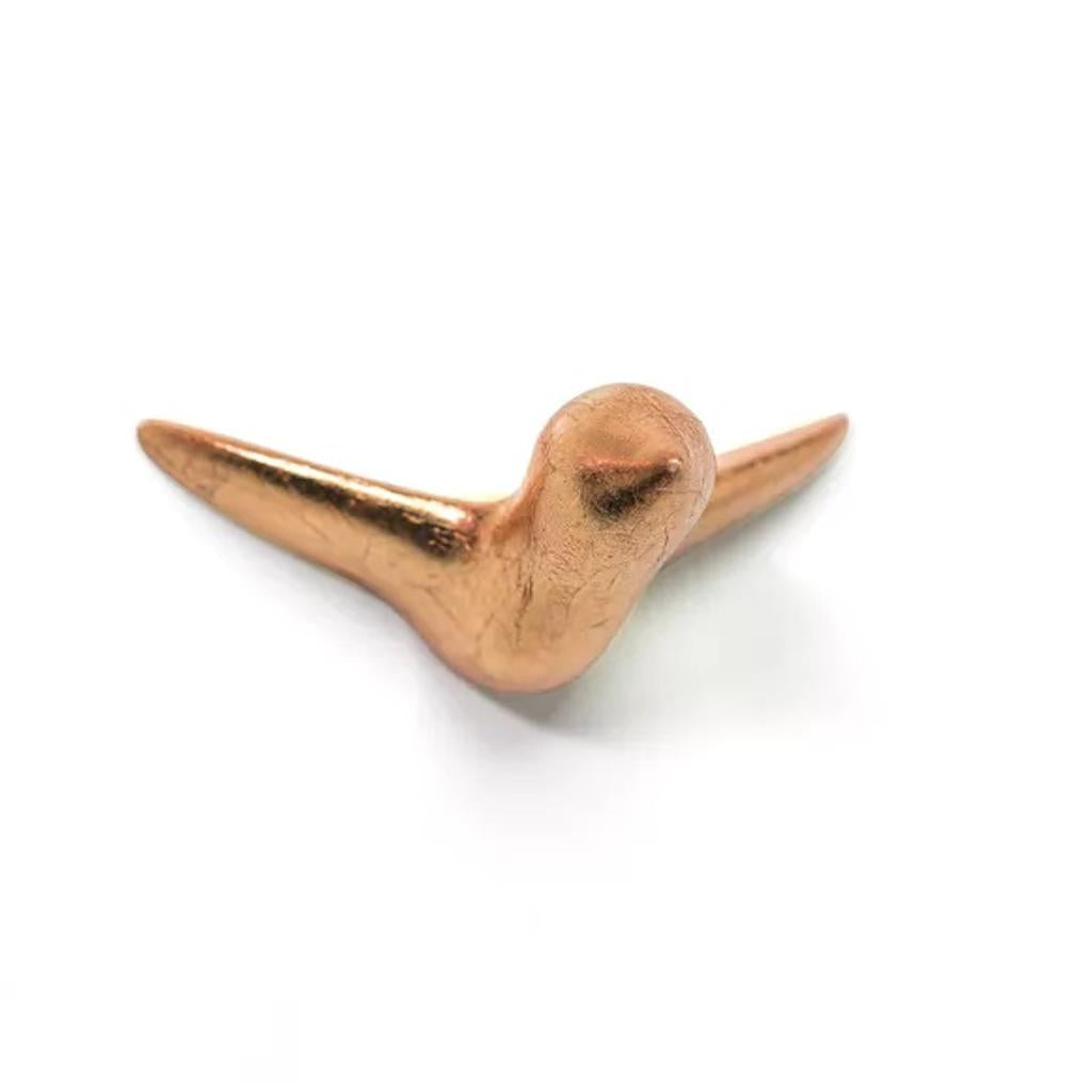 Kupferfarbene Mini-Vogel-Wandskulptur aus Keramik