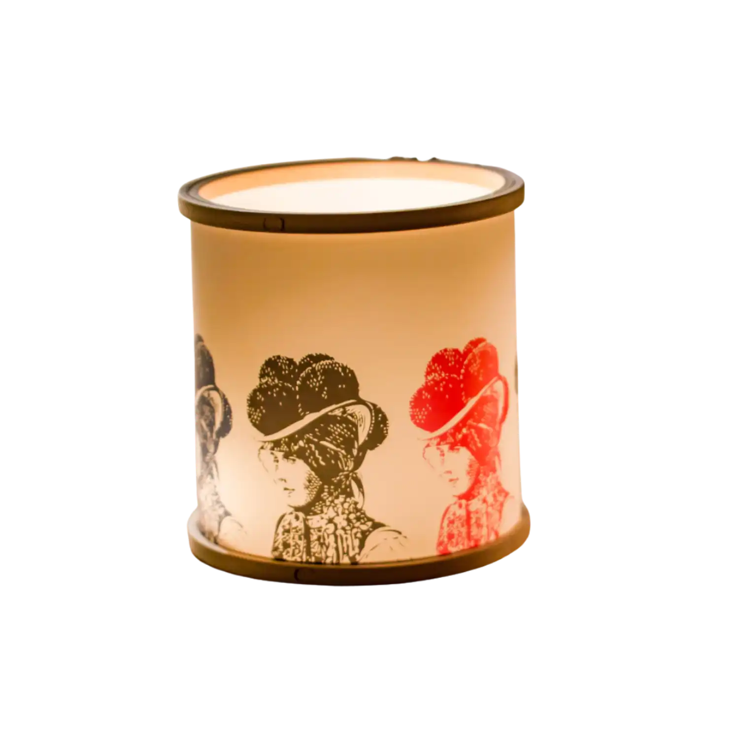 Handgemachtes Windlicht "Stitch Light" mit Vintage-Illustrationen von Damen.